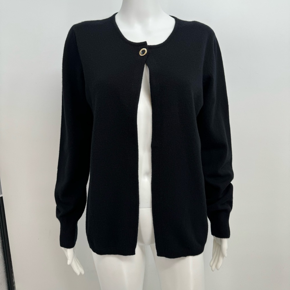 Fabiana Filippi black Wool Cashmere Silk blend single button cardigan ladies L